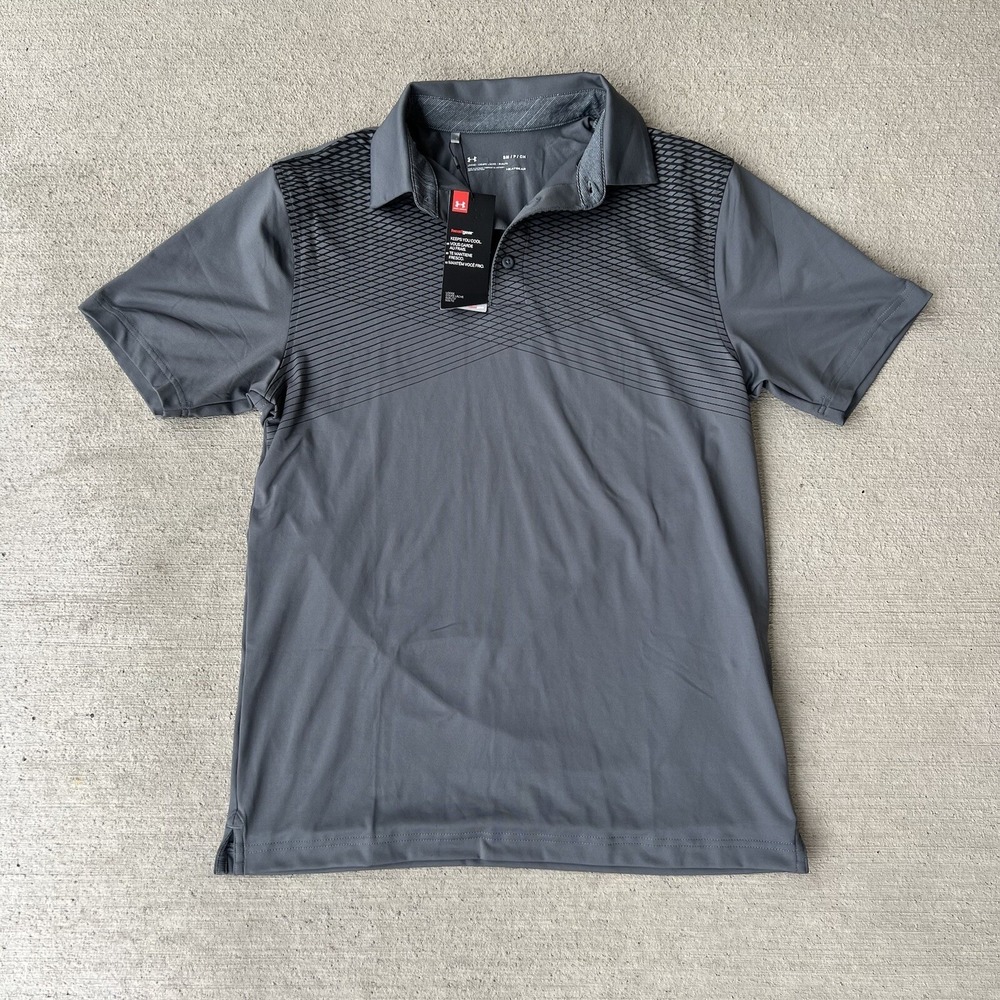 NWT Under Armour HeatGear Polo Shirt Men's Sz‎ S Gray Loose Fit Golf